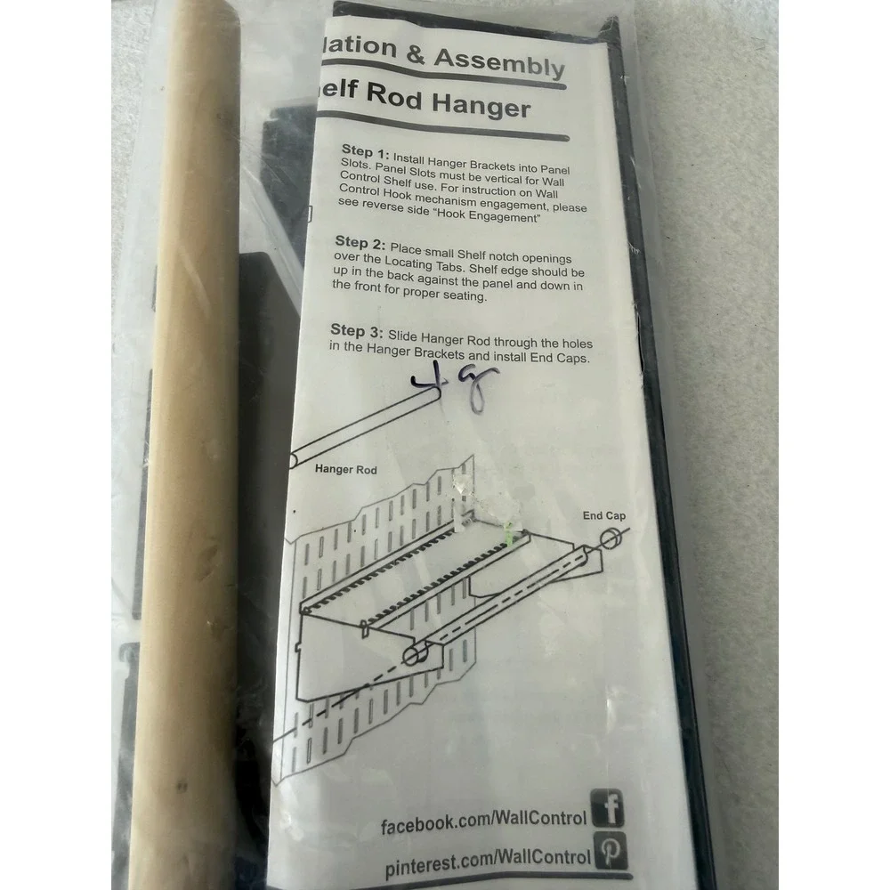 Wall‎ Control 4in Shelf Rod Assembly Black Pegboard Organizer USA NEW